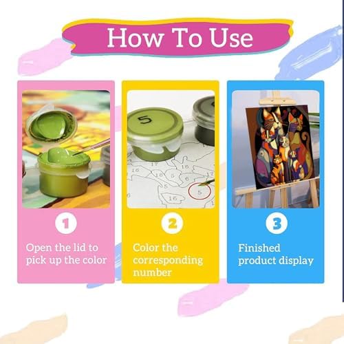 Paint by Numbers Kit for Adults Beginners,Abstract Six Cat 16x20 inches