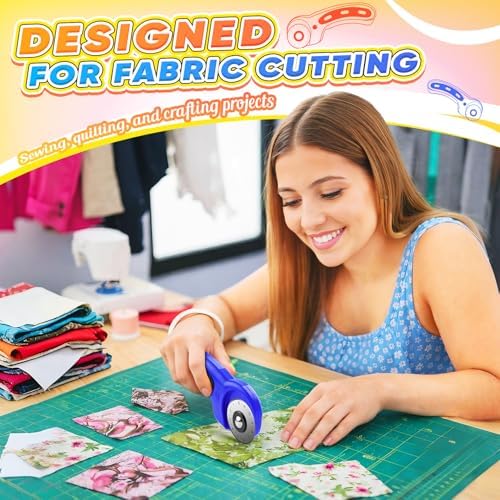 DIYSELF Rotary Cutter for Fabricr, Rolling Cutter with 5 Extra 45mm Blades
