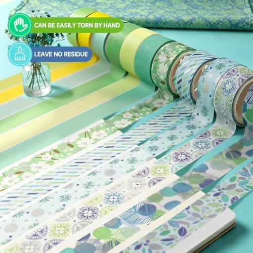 Colorful Washi Tape, 24 Rolls Aesthetic Decorative Foil Masking Tape Set with Gift Box, Decorative Tape for Bullet Journal, DIY Craft, Scrapbook Supplies