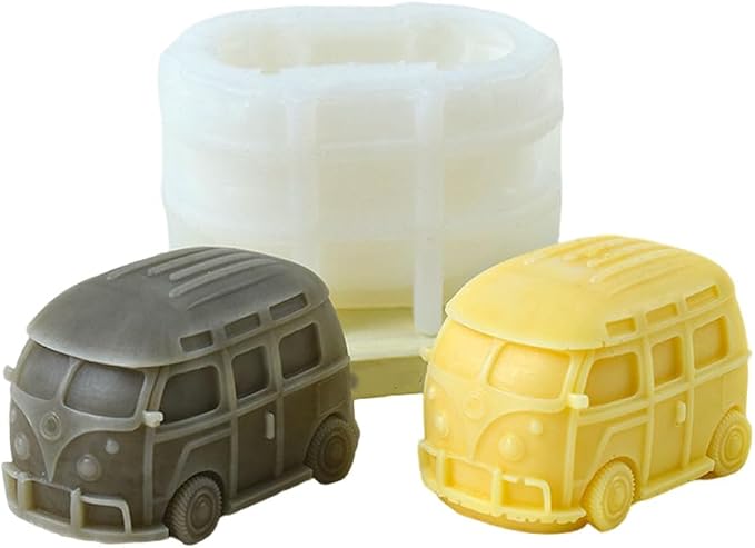 Cestony 3D Camper Van/Bus/Car Shaped Silicone Molds for DIY Cake Fondant Biscuit Cookies Soap Sugar Pudding Chocolate Hard Candies Dessert Candle Deco