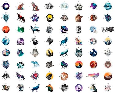 100Pcs Wolf Stickers for Water Bottle, Laptop - Cute Wolf Gift, Party Decoration - Forest, Woodland Animal Stickers - Gift for Women & Men