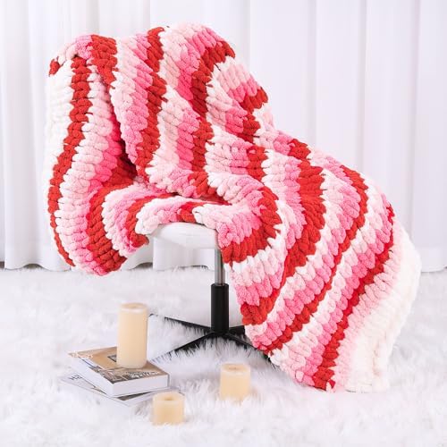 MABOZOO Assorted Chunky Yarn for Hand Knitting 8 Pack, Fluffy Jumbo Chenille Yarn, Soft Plush Yarn Bulky, Giant Thick Fuzzy Yarn for Arm Knitting,Red Multi (31.7 yds,8 oz Each Skein)