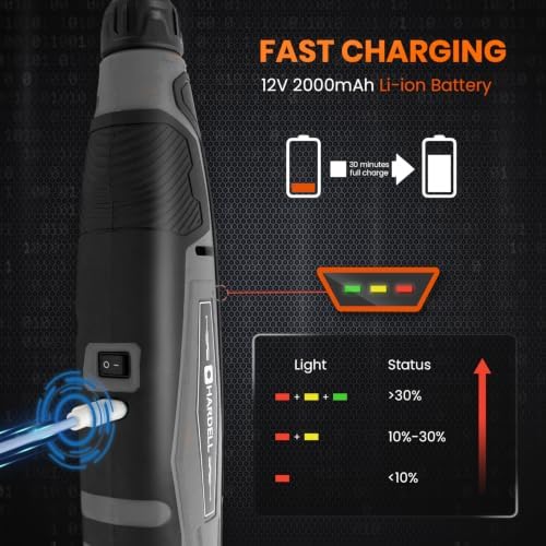 HARDELL 12V Cordless Rotary Tool Kit 6-Speed 30000RPM Rotary 94 Accessories
