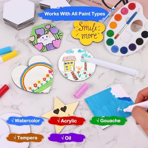 BCVWEG 104 Pcs 3 Inch Mini Magnetic Canvas Panel Boards Kit Magnetic Painting Canvas with Paint Colors Brushes Mini Tile Art Fun Painting Kit for Fridge Locker DIY Art Craft Paints Canvases