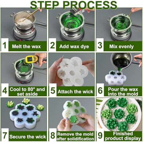 7 Cavity Succulent Candle Molds for Wax Soap Resin Fondant Baking Decor