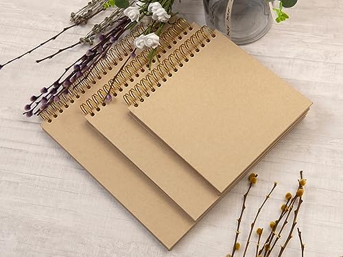 potricher 10 x 10 Inch DIY Scrapbook Photo Album 80 Pages, Yellow | Thick Kraft Paper Scrap Book Photo Albums, Memory Book for Wedding, Anniversary, Baby, Family, Travel, DIY Projects