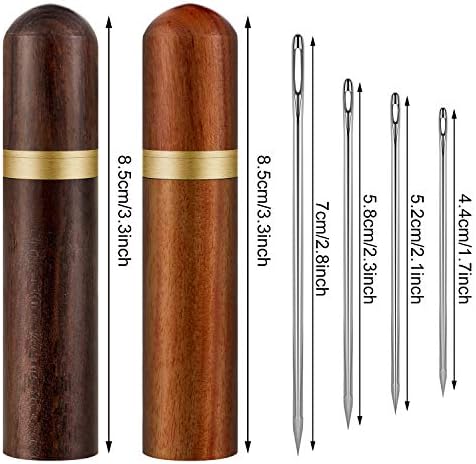 WILLBOND 24 Pcs Self Threading Sewing Needles Sets Large Gauge Needle Hand Sewing Needle Embroidery Needles with Wooden Case for Knitting Mending DIY Handsewing Art Crafts
