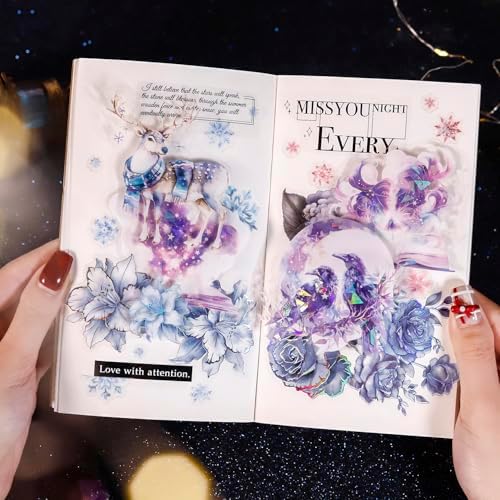 60 Pcs Holographic Fantasy Stickers for Scrapbooking, Journaling