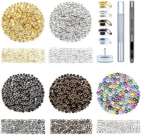 SEMINI 1000 Sets 4 Colors 4mm Grommet Eyelet Kit with Install Tool Kit