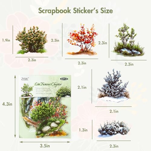 Transparent Flower Stickers for Scrapbooking - 240 Pcs Aesthetic Botanical & Floral Stickers for Scrapbook Supplies, Junk Journal Supplies, Card Making and DIY Craft