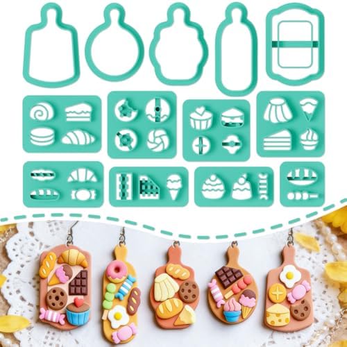 ORIGACH 13 PCS Mini Desserts and Cutting Boards Polymer Clay Cutters