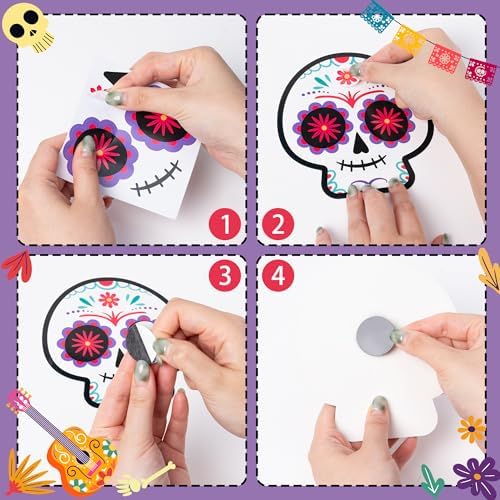 Haooryx Day of The Dead Sugar Skull DIY Magnet Stickers Paper Craft Kit