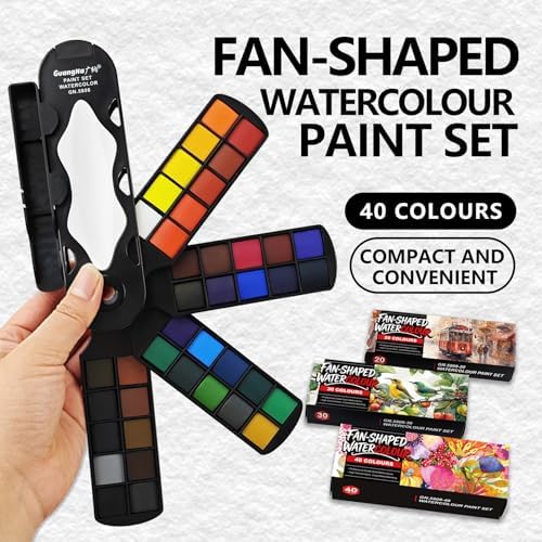 kander 40 Color Watercolor Paint Set with Detail Paint Brushes