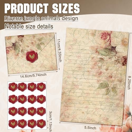 TaoBary 160 Pcs Vintage Floral Stationery Paper and Envelopes Set