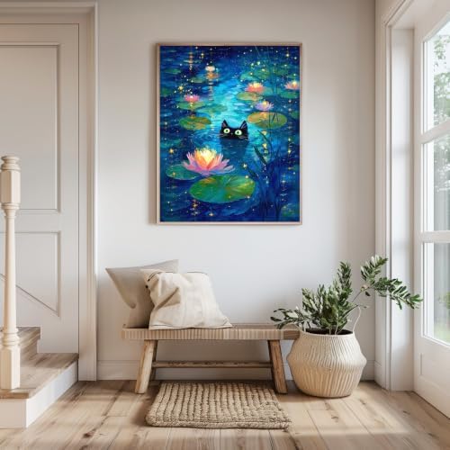 Cat Paint by Numbers Kit for Adults,DIY Paint by Numbers for Adults 16x20in | Cat Adult Paint by Numbers,DIY Acrylic Oil Paint by Number Adult for Home Wall Decor Gifts Pre Drawn Canvas Stress Relief