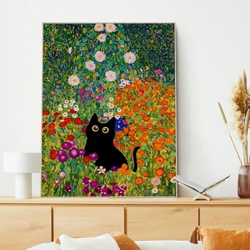 xcemhil Cat Paint by Numbers Kit for Adults Beginner, Black Cat Paint by Numbers for Adult, Acrylic Paint by Number Kits Suitable for Home Wall Art Decor Gifts 16x20 Inch