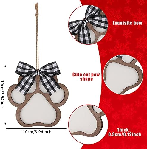 10 Pcs Dog Paw Christmas Ornament Pet Wooden Dog Paw Print Cutout