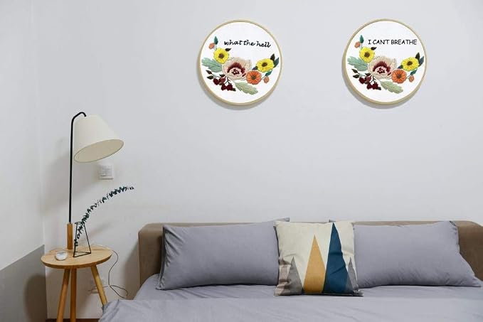 Louise Maelys Floral Embroidery Kit for Beginners Saying DIY Craft | Cross Stitch Kits with Floral Saying Design, Includes Hoop, Threads and Needles. Needlepoint Kit for Adults DIY Crafts