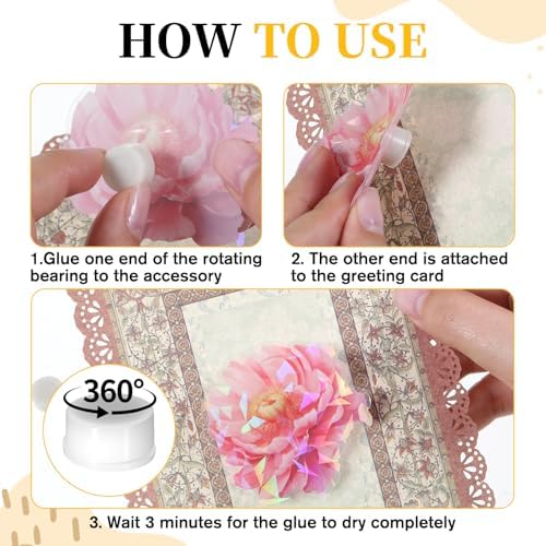 30 Pcs Mini Rotating Bearings, DIY Rotating Base, 360°Rotation Smooth Spin for Handmade Crafts Paper Cards Scrapbooking Greeting Cards Jewelry Making Nail Decoration