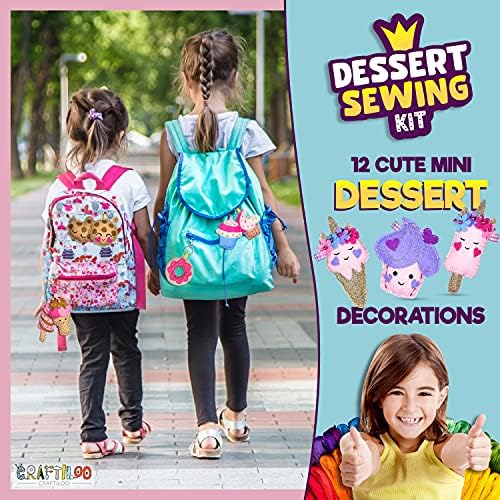 Dessert Sewing Kit for Kids Ages 8-12 - 12 Pre-Cut Felt Plush Treats