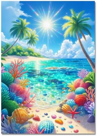 Beach Diamond Art Kits for Adults,Landscape Diamond Painting 12x16inch