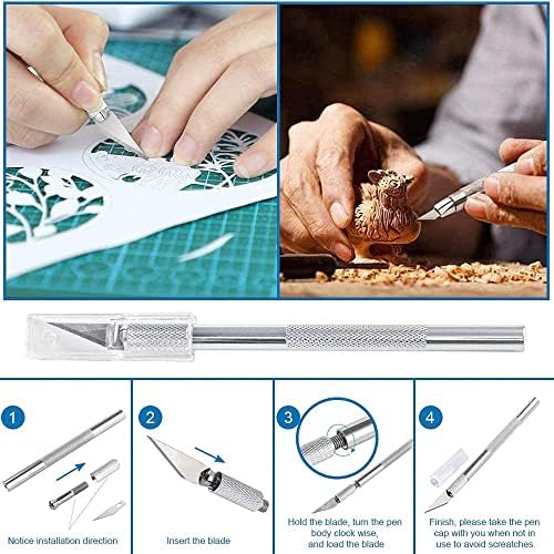 MMOBIEL 19-Piece Vinyl A5 Cutting Mat Tool Set Stainless Steel with Scrapers, Scalpel Knives, Spatula Spudgers, Ruler Tweezers and Scissors