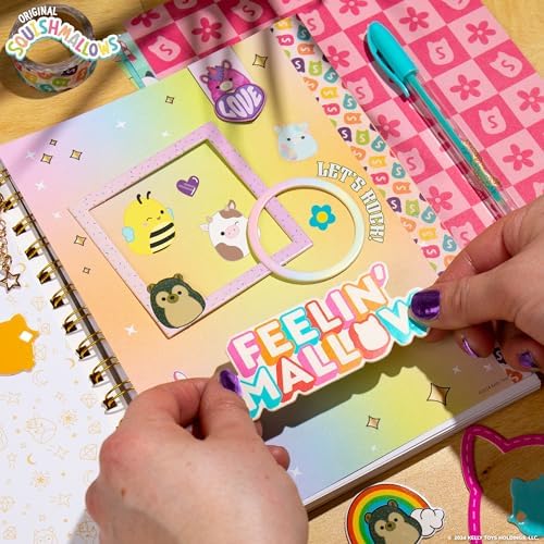 Squishmallows Original DIY Journaling Kit, Includes Craft Supplies Like Cute Stickers for Journaling, Sketch Pad, Cam The Cat Charm, Keychain, Fun Scrapbook Kit, Girl Gifts, Art Set