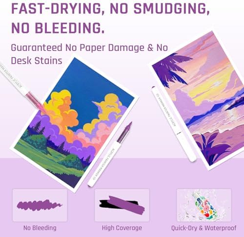 Monet Purples 9 Colors Acrylic Paint Markers Set for Art Painting, DIY Crafts, Wood, Glass, Canvas & More