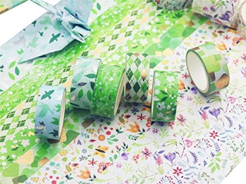 YUBBAEX Poetic Gold Washi Tape Set VSCO Floral Silver Foil Masking Tape Decorative for Arts, DIY Crafts, Journal Supplies, Planners, Scrapbook, Card/Gift Wrapping -15mm- (Willow 12 Rolls)