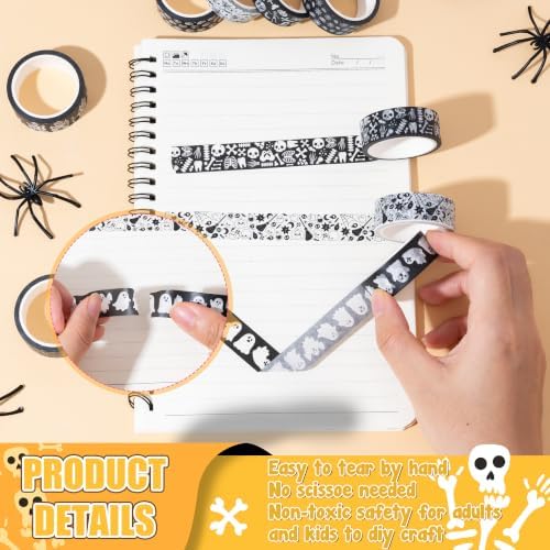 12 Rolls Halloween Spooky Washi Tape for DIY Craft Gift Wrapping