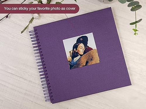potricher 12 x 12 Inch Large DIY Scrapbook Photo Album 80 Pages, Purple | Thick Kraft Paper Scrap Book Photo Albums, Memory Book for Wedding, Anniversary, Baby, Family, Travel, DIY Projects