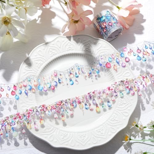 Gilprop Lighting Washi Tape Set, 5 Rolls Clear PET Decorative Tape, Fairy Light Laser Bulb Aesthetic Stickers for Journal, Scrapbook, Planner Decoration DIY Art Craft, 50mm Wide x 78.74 Inch Long/roll