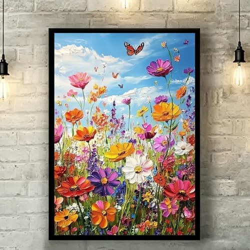 ckdiluy Flowers Diamond Art Kits for Adults Beginners, 5D DIY Sea of Flowers Diamond Painting Kits, Full Round Drill Diamonds Dots Gem Art Crystal, Home Wall Decor 12X16 Inch