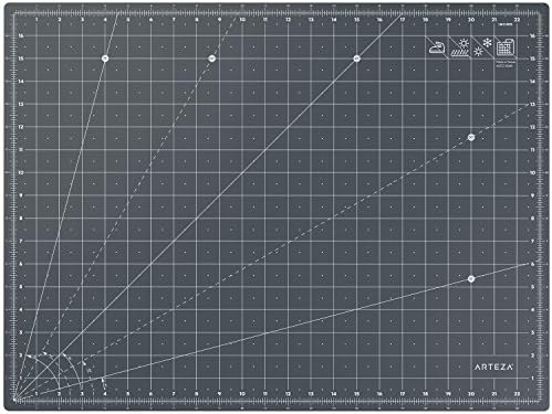 ARTEZA Self Healing Cutting Mat, 18 x 24 Inch Rotary Cutting Mat, Double-Sided 3 mm PVC-Free Craft Mat with Grid Lines and Angle Guides for Sewing, Quilting, Fabric, Paper, Vinyl, and Crafts