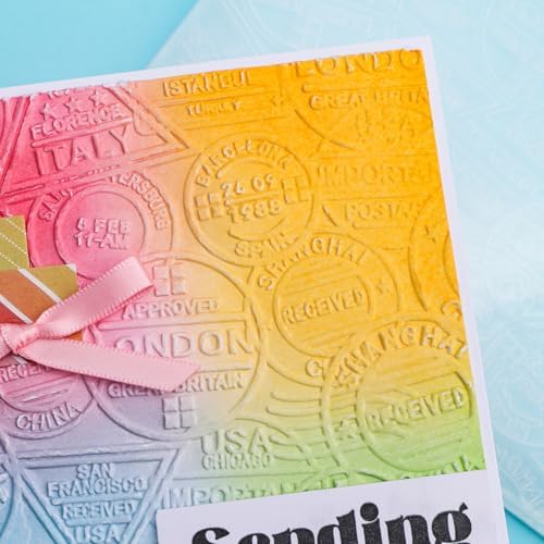 BAOFALI 3D Embossing Folder for Card Making,Postmark Background Plastic Texture Fades Embossing Folder Template for Scrapbooking Cardstock Album DIY Decoration Paper Crafting 5.9x5.9inch
