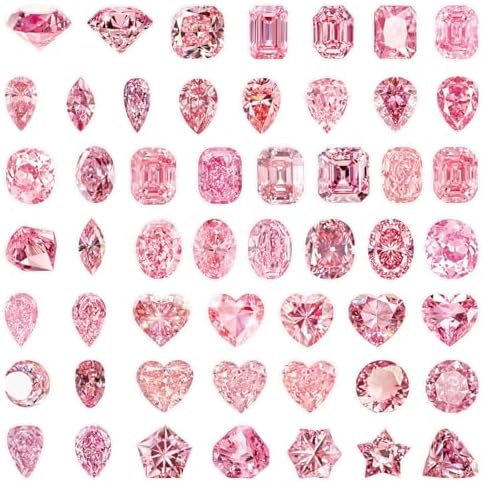 50 Pcs Pink Diamond Stickers Waterproof Aesthetic for Scrapbooking