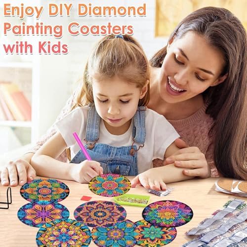 ijbnhd 8 Pcs Mandala Diamond Art Coasters Kits for Adults