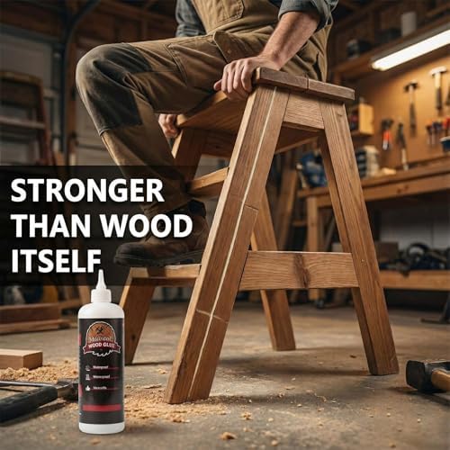 Wood Glue, Strongest Glue for Woodworking, Waterproof Clear Wood Glue for Furniture Heavy Duty, Interior & Exterior Glue for Craft, Furniture, Baseboard, Cabinet, Door