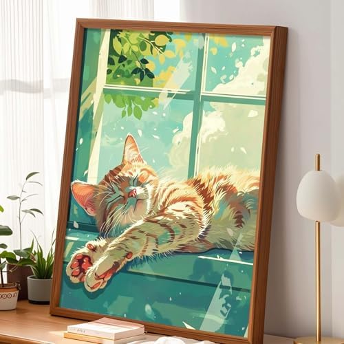 Alptiny Sleeping Cat Paint by Numbers Kit for Adults Beginner, 16x20 Inch