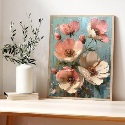 Flower Paint by Numbers Kit for Adults Floral Paint by Number Adult 16x20in | Flowers Paint by Numbers Adult for Home Wall Decor Gifts, DIY Acrylic Oil Painting Pre Drawn Canvas Stress Relief