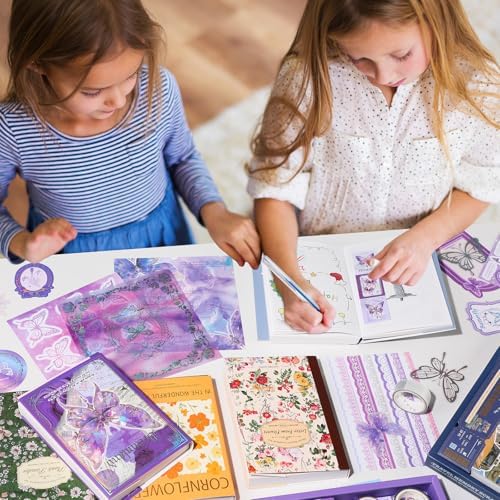 miikoul Vintage Scrapbooking Supplies Kit for Teen Girl Kid Women Diy Gift