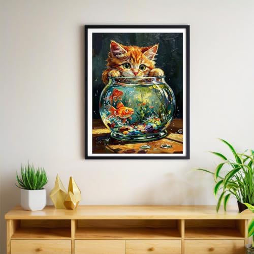 bleihum Funny Cat Diamond Art Kits for Adults Gem Art 12x16inch