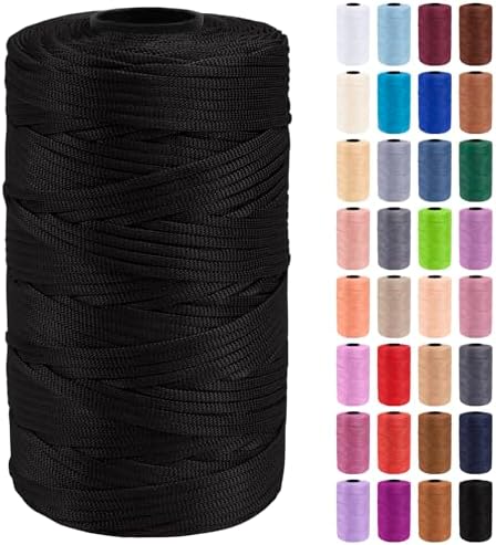 JeogYong Polypropylene Ribbon Yarn 3mm x 218 Yards Flat Macrame Cord 3mm Crochet Yarn for Handbags, Shopping Bags, Sun Hats, Shoes, DIY Crafts, Decorative Projects