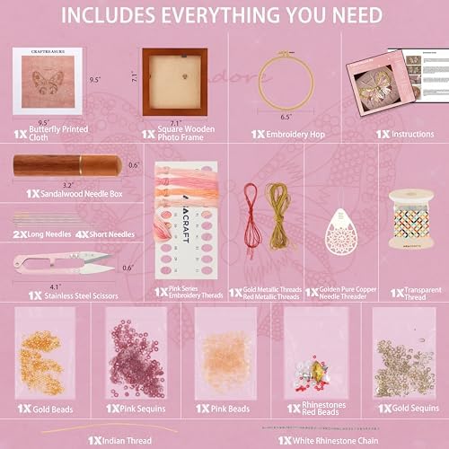 Bead Embroidery Kit for Adults with Instructions Video and Gift Box