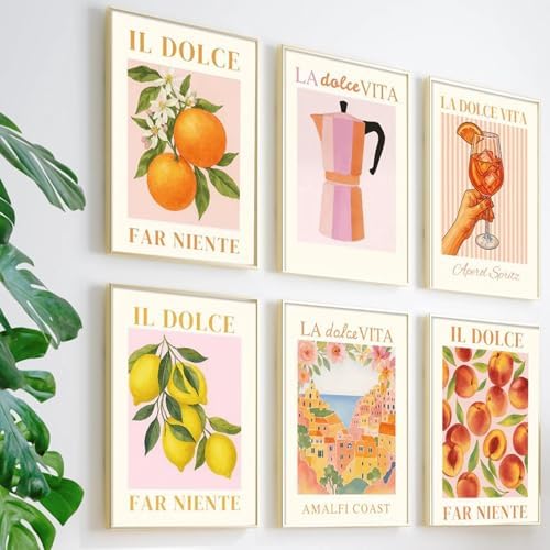 YALKIN 6 Pack Paint by Numbers for Adults, 8x12 Inch Italian Summer Retro DIY Acrylic Painting by Number Kits for Beginners, Canvas Art Crafts with Brushes & Paints for Relaxing Home Wall Decor Gift