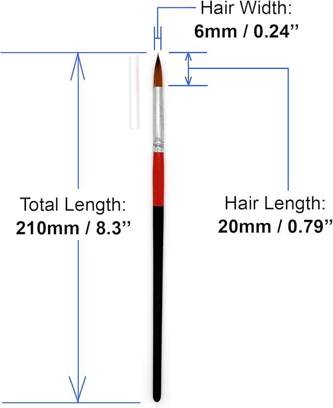 Size #6 Pointed Round Paint Brush Set of 16, Premium Taklon Synthetic Hair | No Shedding Bristles for Acrylic Watercolor Oil Gouache Tempera Enamel Ink Painting for Students, Professionals & Artists