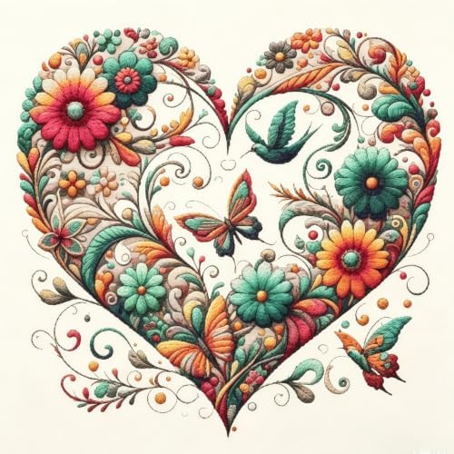 Flower Heart Diamond Painting Kits for Adults, Butterfly Diamond Art