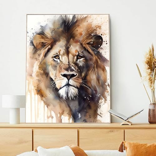 xcemhil Lion Paint by Numbers Kit for Adults Beginner, Lion Paint by Number for Adult, Acrylic Paint by Numbers Kits Suitable for Home Wall Art Decor Gifts 16x20 Inch