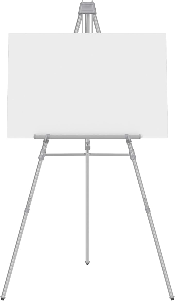 Quartet Easel, Aluminum, Heavy-Duty, Telescoping, 66" Max. Height, Supports 45 Lbs, Silver (55EX)