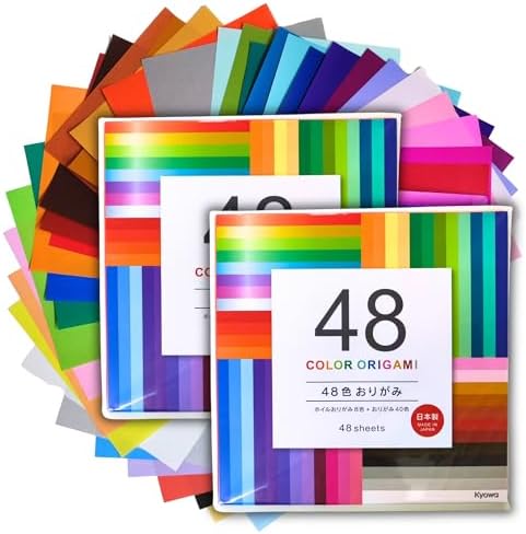 Japanese Origami Paper Includes Metallic Foil Type, 48 Colors (96 Sheets)